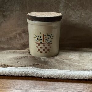 Vintage Robinson Ransbottom Ceramic Jar with Wooden Lid